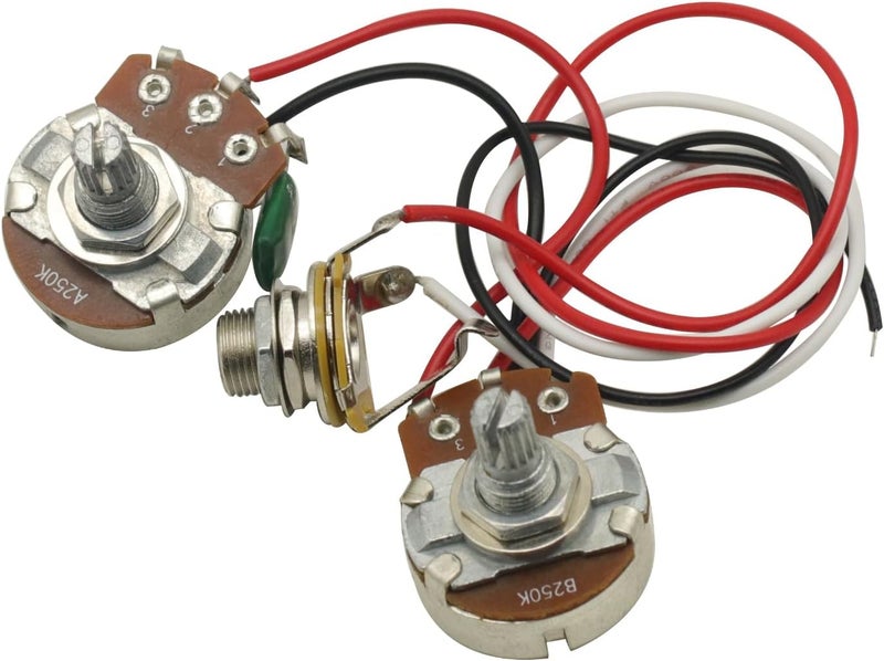 GODIYMODULES Bass Wiring Harness Prewired,250k Pots For Precision Bass Guitar 250K Pots 1V1T Jack - Image 5